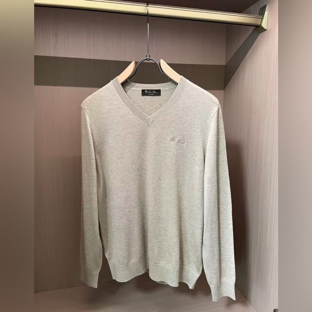 Loro Piana Beige V-Neck Sweater